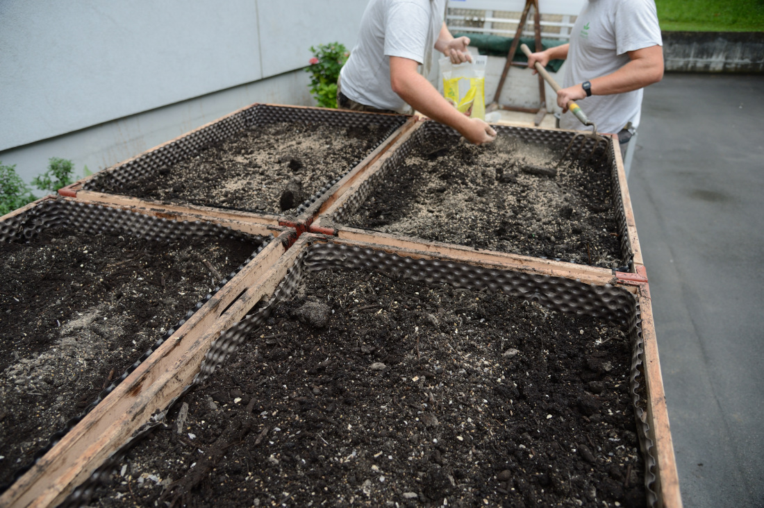 Aufstellen der Hochbeete